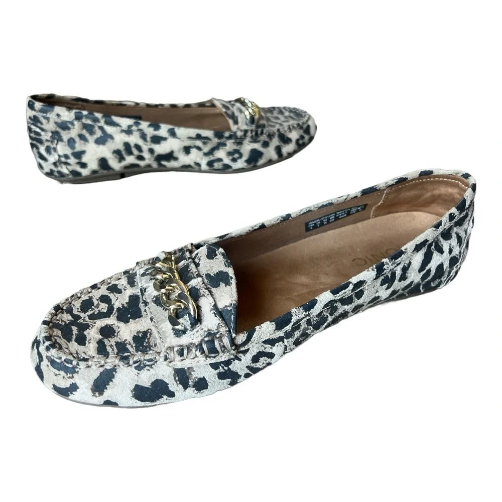 Vionic Women’s Mesa Animal Print Gold Chain Detail Slip On Loafers, 8 Wide - Picture 3 of 9